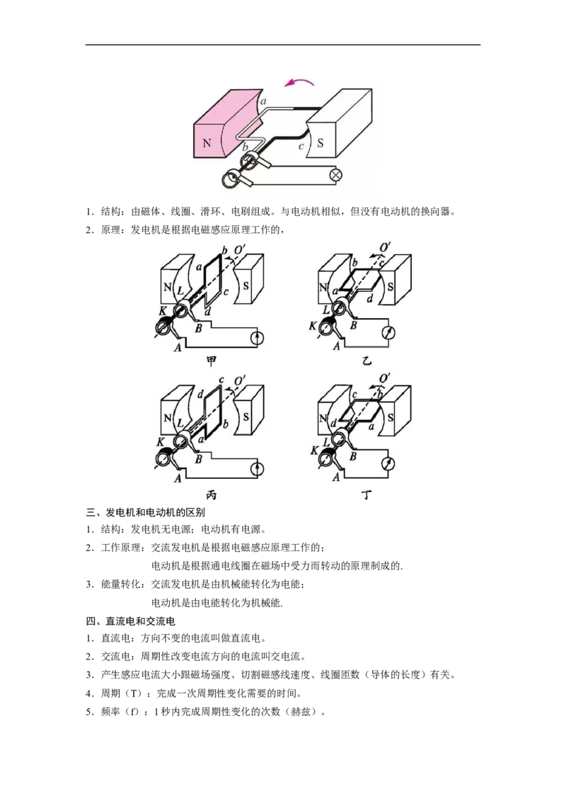 16.5电磁感应发电机（解析版）_9下-初中物理苏科版(4)_9下-初中物理苏科版（旧版）赠送_04讲义_2022-2023学年九年级物理下册典中点&middot;课时夺冠（苏科版）