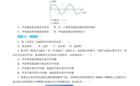 二、电磁波及其传播（培优考点练）（原卷版）_9下-初中物理苏科版(4)_9下-初中物理苏科版（2026春季新版）持续更新_02习题试卷_培优练习