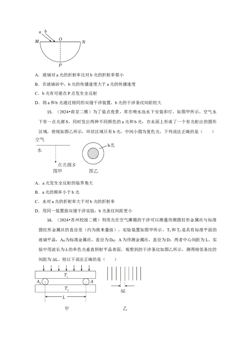 选择10光学（原卷版）_2025年新高考资料_二轮复习_模型与方法2025届高考物理二轮复习热点题型归类340322924