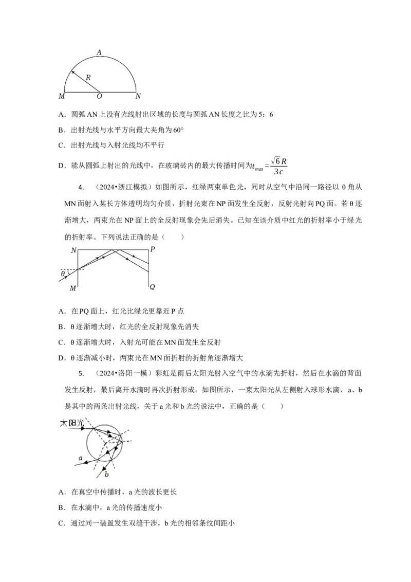 选择10光学（原卷版）_2025年新高考资料_二轮复习_模型与方法2025届高考物理二轮复习热点题型归类340322924