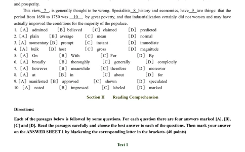 1998年历年考研英语真题_考研英语真题（英一＋英二）_考研英语真题_考研英语一历年真题_❤️1.英语一1980-2009真题及解析_1998-2009考研英语真题（word)
