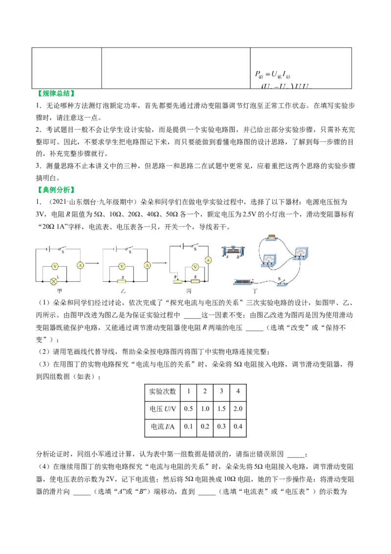 15.5专题特殊方法测小灯泡额定功率（原卷版）_9下-初中物理苏科版(4)_9下-初中物理苏科版（旧版）赠送_04讲义_2022-2023学年九年级物理下册典中点&middot;课时夺冠（苏科版）