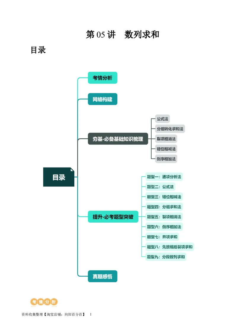 第05讲数列求和（九大题型）（讲义）（解析版）_新高考复习资料_2024年新高考资料_一轮复习资料_完2024年高考数学一轮复习讲练测(课件+讲义+练习)（新高考）_第六章数列