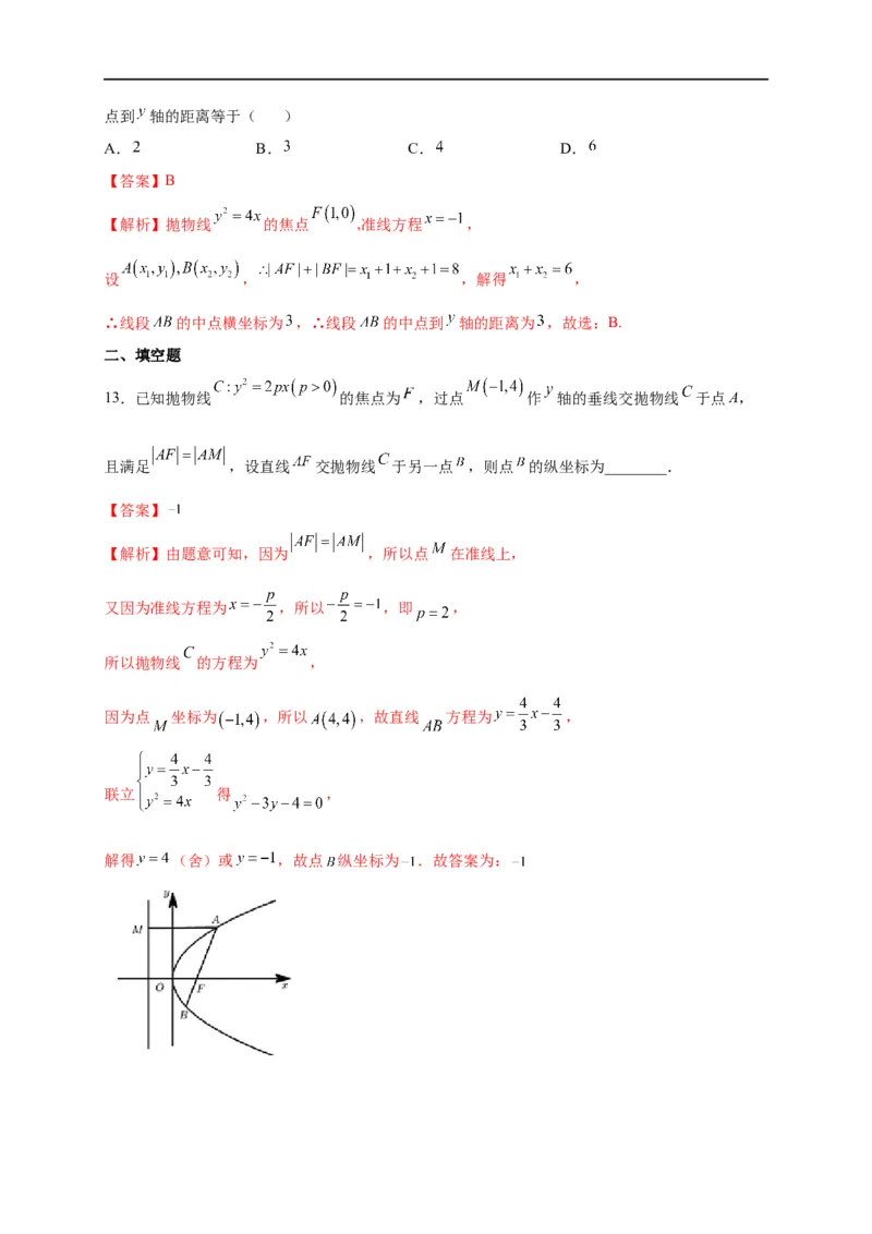 第31节抛物线（解析版）_通用版（老高考）复习资料_2023年复习资料_一轮复习_备战2023年高考数学一轮复习考点帮（全国通用）