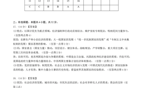 黄金卷01（广东专用）（参考答案）_07高考历史_2024年新高考资料_4.2024高考模拟预测试卷_赢在高考&middot;黄金8卷备战2024年高考历史模拟卷（广东专用）31245718