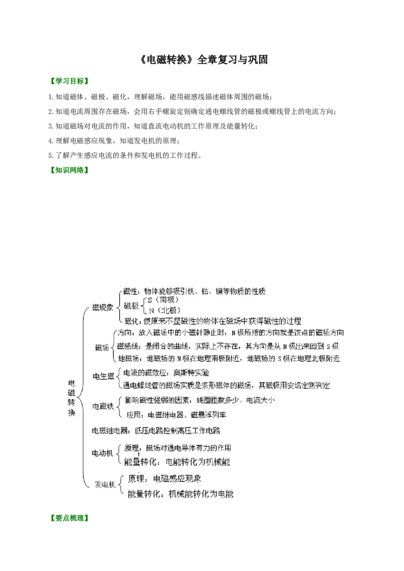 第16章《电磁转换》全章复习与巩固讲义&mdash;2020-2021学年苏科版九年级物理下册（机构专用）_9下-初中物理苏科版(4)_9下-初中物理苏科版（旧版）赠送_04讲义