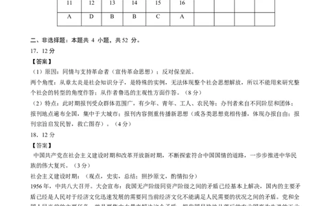 黄金卷06（河北专用）（参考答案）_07高考历史_2024年新高考资料_4.2024高考模拟预测试卷_赢在高考&middot;黄金8卷备战2024年高考历史模拟卷（河北专用）31272518