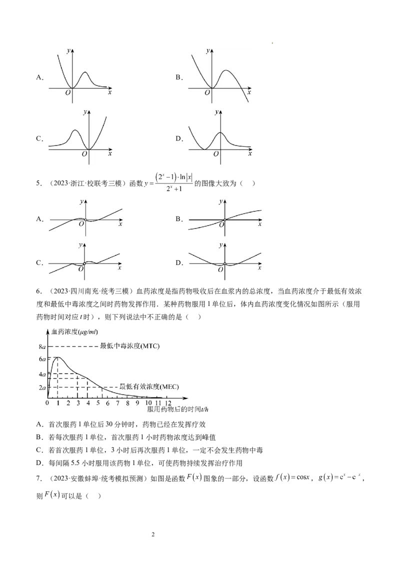 第06讲函数的图象（练习）（原卷版）_新高考复习资料_2024年新高考资料_一轮复习资料_完2024年高考数学一轮复习讲练测(课件+讲义+练习)（新高考）_第二章函数与基本初等函数