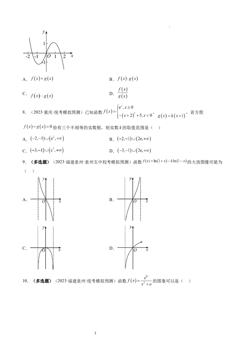 第06讲函数的图象（练习）（原卷版）_新高考复习资料_2024年新高考资料_一轮复习资料_完2024年高考数学一轮复习讲练测(课件+讲义+练习)（新高考）_第二章函数与基本初等函数