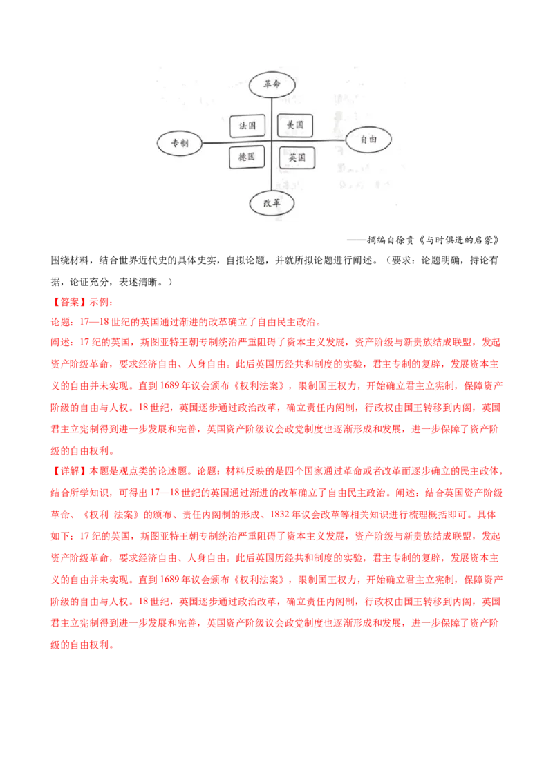 高频考点（十）西方近代资本主义制度（解析版）_07高考历史_2024年新高考资料_1.2024一轮复习_2024年高考一轮复习高频考点小专题式巩固提升卷