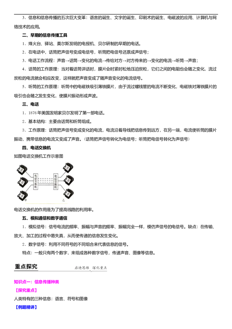 17.1信息与信息传播(解析版)_9下-初中物理苏科版(4)_9下-初中物理苏科版（旧版）赠送_04讲义_2022-2023学年九年级下册物理同步备课讲义(苏科版)(21)份