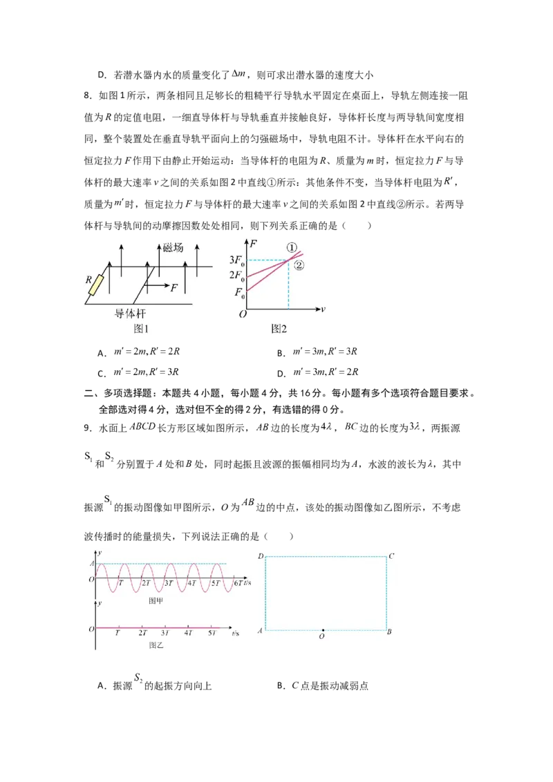 信息必刷卷01（山东专用）（原卷版）_2025年新高考资料_2025考前信息卷_2025年高考物理考前信息必刷卷（山东专用）3440439
