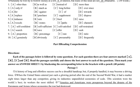 2000年历年考研英语真题_考研英语真题（英一＋英二）_考研英语真题_考研英语一历年真题_❤️1.英语一1980-2009真题及解析_1998-2009考研英语真题（word)