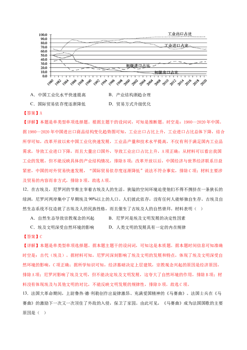黄金卷07（湖北专用）（全解全析）_07高考历史_2024年新高考资料_4.2024高考模拟预测试卷_赢在高考&middot;黄金8卷备战2024年高考历史模拟卷（湖北专用）31282718