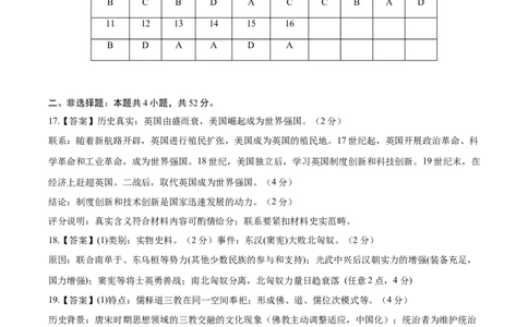 黄金卷06（参考答案）_07高考历史_2024年新高考资料_4.2024高考模拟预测试卷_赢在高考&middot;黄金8卷备战2024年高考历史模拟卷（福建专用）31260078