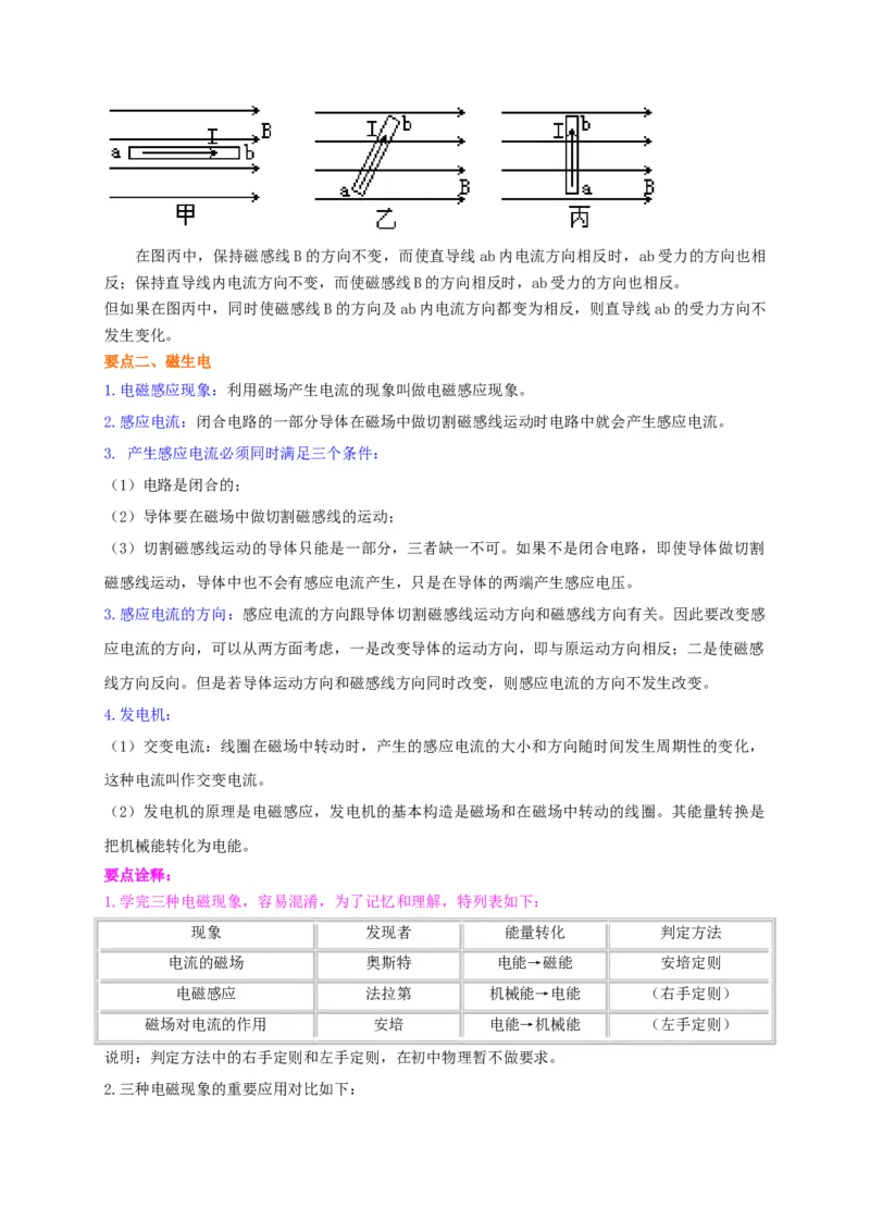第16章电动机磁生电讲义&mdash;2020-2021学年苏科版九年级物理下册（机构专用）_9下-初中物理苏科版(4)_9下-初中物理苏科版（旧版）赠送_04讲义