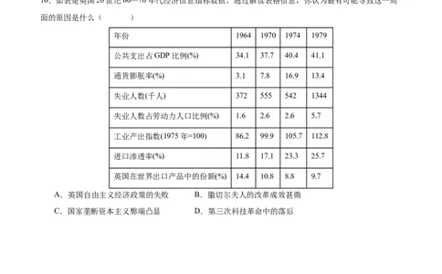 黄金卷07（湖南专用）（原卷版）_07高考历史_2024年新高考资料_4.2024高考模拟预测试卷_赢在高考&middot;黄金8卷备战2024年高考历史模拟卷（湖南专用）31259448