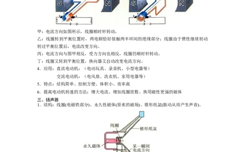 16.3磁场对电流的作用电动机16.4安装直流电动机模型（原卷版）_9下-初中物理苏科版(4)_9下-初中物理苏科版（旧版）赠送_04讲义_2022-2023学年九年级物理下册典中点&middot;课时夺冠（苏科版）