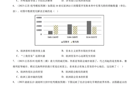 高频考点（二）世界市场与商业贸易（原卷版）_07高考历史_2024年新高考资料_1.2024一轮复习_2024年高考一轮复习高频考点小专题式巩固提升卷