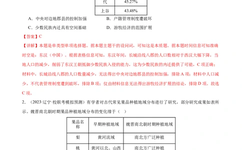 高频考点（四）人口迁徙与文化认同（解析版）_07高考历史_2024年新高考资料_1.2024一轮复习_2024年高考一轮复习高频考点小专题式巩固提升卷