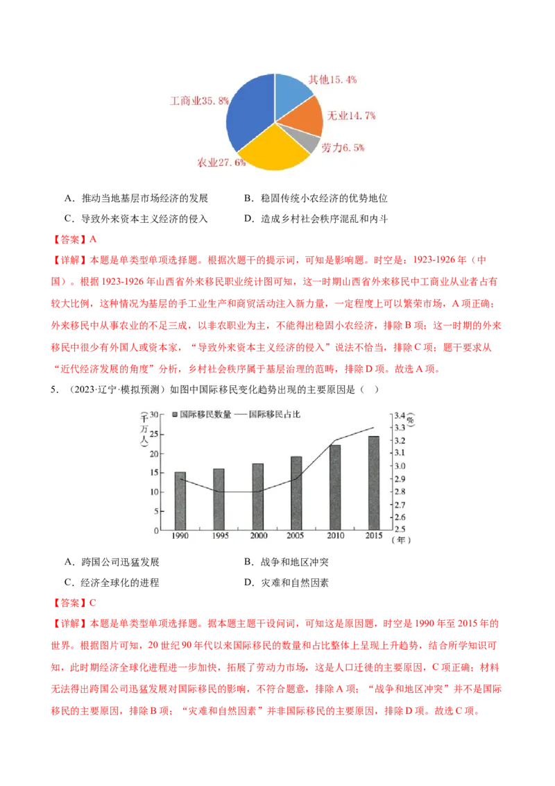 高频考点（四）人口迁徙与文化认同（解析版）_07高考历史_2024年新高考资料_1.2024一轮复习_2024年高考一轮复习高频考点小专题式巩固提升卷