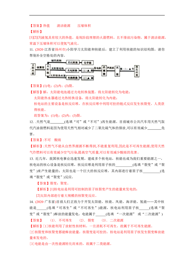 18.1能源利用与社会发展核能(解析版)_9下-初中物理苏科版(4)_9下-初中物理苏科版（旧版）赠送_04讲义_2022-2023学年九年级下册物理同步备课讲义(苏科版)(21)份
