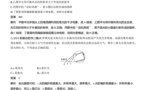 热点16　光学　电磁波_2025年新高考资料_二轮复习_2025年高考物理大二轮_2025物理二轮专题复习教师用书Word版文档_考前特训_热点排查练
