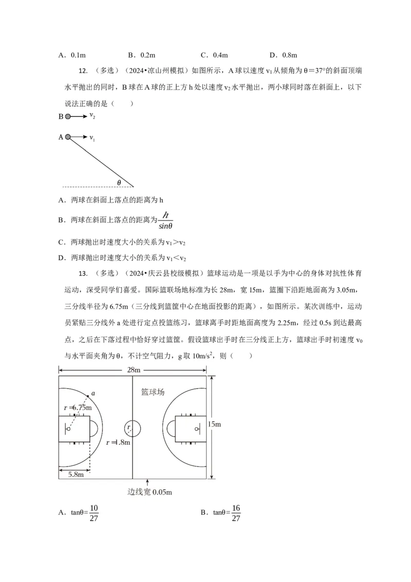 选择2力和曲线运动（原卷版）_2025年新高考资料_二轮复习_模型与方法2025届高考物理二轮复习热点题型归类340322924