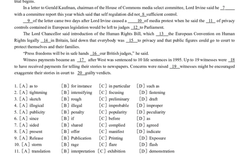 2001年历年考研英语真题_考研英语真题（英一＋英二）_考研英语真题_考研英语一历年真题_❤️1.英语一1980-2009真题及解析_1998-2009考研英语真题（word)