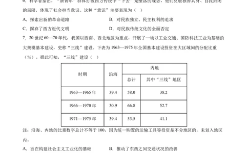 黄金卷07（全国卷老教材）（考试版）_07高考历史_2024年新高考资料_4.2024高考模拟预测试卷_赢在高考&middot;黄金8卷备战2024年高考历史模拟卷（全国卷专用）31256258