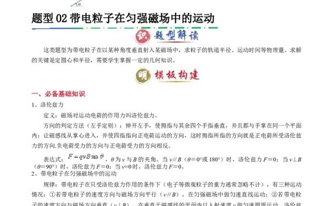 模板11-1磁场（四大题型）（原卷版）_2025年新高考资料_二轮复习_2025年高考物理答题技巧与模板构建339420717