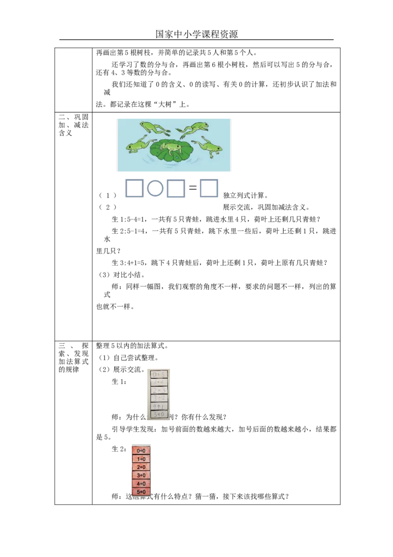 5以内数的认识和加减法的整理和复习_教学设计_小学数学人教版单独教案（1-6上下册）_《智慧教育教案》1-6上下册（25秋）_1-6上册_1年级上册（教案）新插图