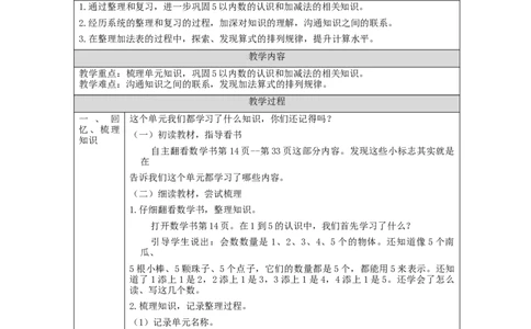 5以内数的认识和加减法的整理和复习_教学设计_小学数学人教版单独教案（1-6上下册）_《智慧教育教案》1-6上下册（25秋）_1-6上册_1年级上册（教案）新插图