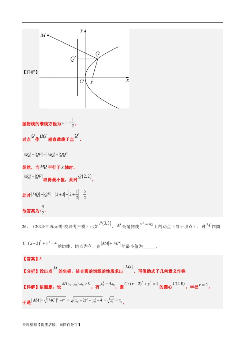 第45讲抛物线及其性质（精讲）一轮复习讲义2024年高考数学高频考点题型归纳与方法总结（新高考通用）解析版_新高考复习资料_2024年新高考资料_一轮复习资料