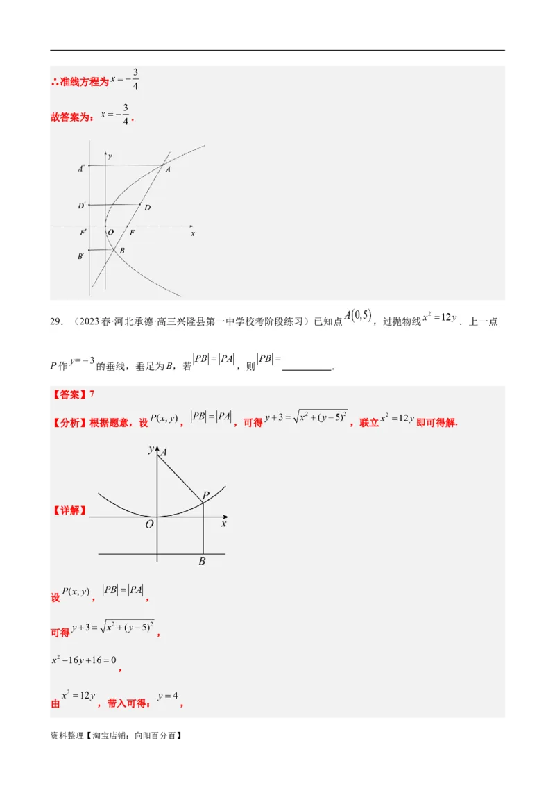 第45讲抛物线及其性质（精讲）一轮复习讲义2024年高考数学高频考点题型归纳与方法总结（新高考通用）解析版_新高考复习资料_2024年新高考资料_一轮复习资料