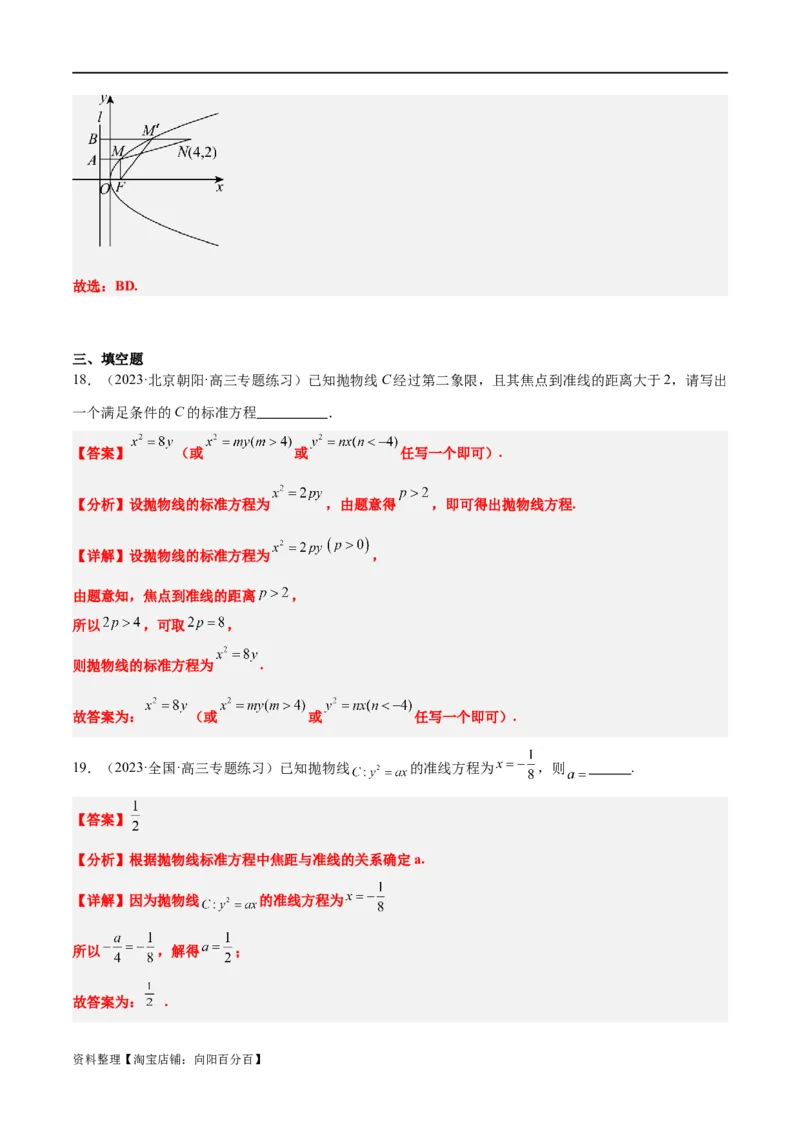 第45讲抛物线及其性质（精讲）一轮复习讲义2024年高考数学高频考点题型归纳与方法总结（新高考通用）解析版_新高考复习资料_2024年新高考资料_一轮复习资料