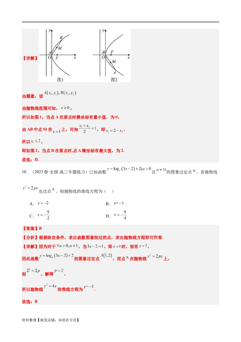 第45讲抛物线及其性质（精讲）一轮复习讲义2024年高考数学高频考点题型归纳与方法总结（新高考通用）解析版_新高考复习资料_2024年新高考资料_一轮复习资料