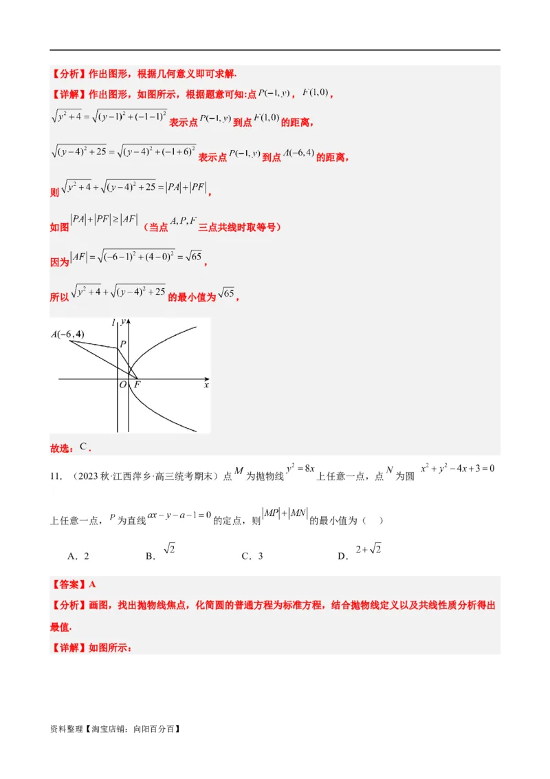 第45讲抛物线及其性质（精讲）一轮复习讲义2024年高考数学高频考点题型归纳与方法总结（新高考通用）解析版_新高考复习资料_2024年新高考资料_一轮复习资料