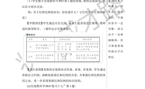 第9课时比和比例（1）教案_小学数学人教版单独教案（1-6上下册）_《状元大课堂教案》1-6上下册（26春）_1-6下册_6年级下册_第6单元整理和复习_1.数与代数