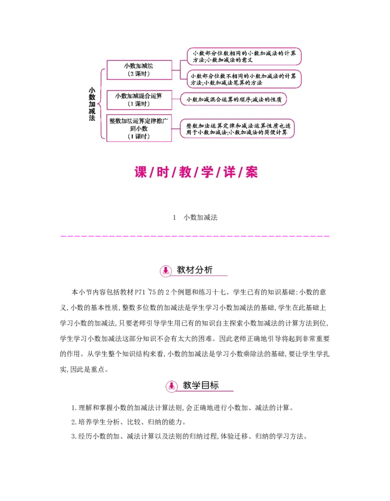 第6单元　小数的加法和减法_小学数学人教版4年级下册_1课时详案_1课时详案