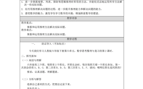 数学思考整理和复习(第2课时)_教学设计_小学数学人教版单独教案（1-6上下册）_《智慧教育教案》1-6上下册（25秋）_1-6下册_6年级下册（教案）新插图_第6单元整理和复习