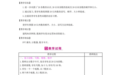 第9单元　总复习_小学数学人教版1年级上册_1教学教案_1教学教案