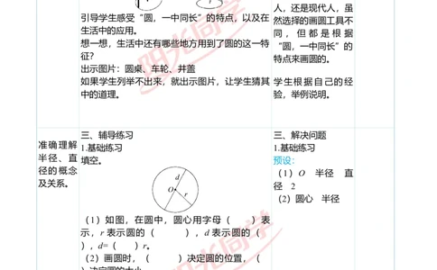 第五单元教学案例_小学数学人教版单独教案（1-6上下册）_《阳光同学教案》1-6上册（25秋）_阳光同学特级教案数学人教6年级上册_第五单元圆