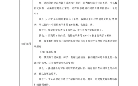 28测量一些身体上的长度_测量一些身体上的长度_教学设计_小学数学人教版单独教案（1-6上下册）_《智慧教育教案》1-6上下册（25秋）_1-6上册_2年级上册（教案）2025秋新教材_身体上的尺子