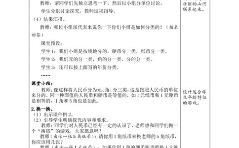 第1课时认识人民币_小学数学人教版单独教案（1-6上下册）_《绿卡图书教案》1-6下册（26春）_1年级下册（26春）_欢乐购物街