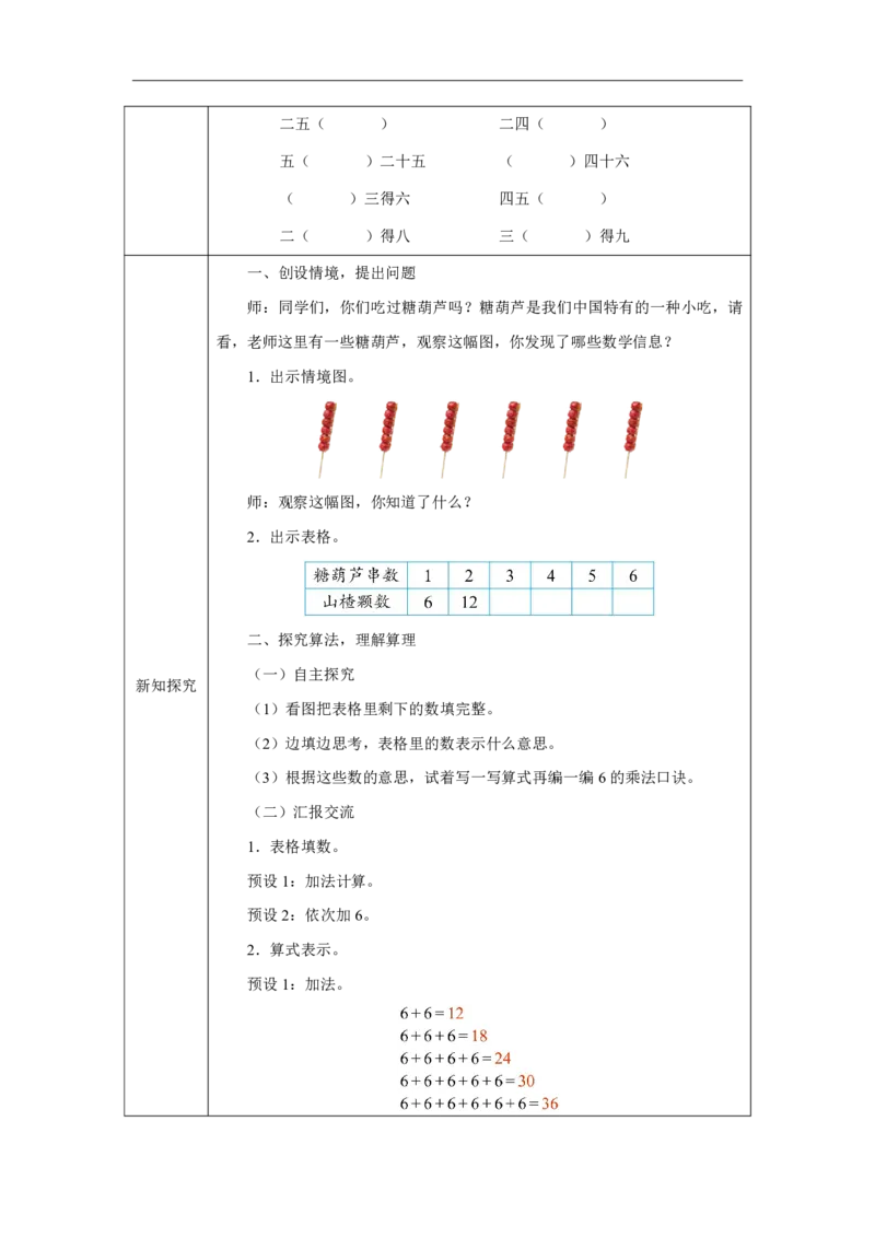 96的乘法口诀_6的乘法口诀_教学设计_小学数学人教版单独教案（1-6上下册）_《智慧教育教案》1-6上下册（25秋）_1-6上册_2年级上册（教案）2025秋新教材_第2单元