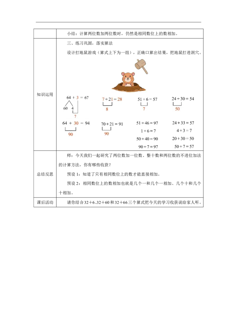 19口算加法-两位数加一位数和整十数（不进位）_口算加法-两位数加一位数和整十数（不进位）_教学设计_小学数学人教版单独教案（1-6上下册）_《智慧教育教案》1-6上下册（25秋）_2025春