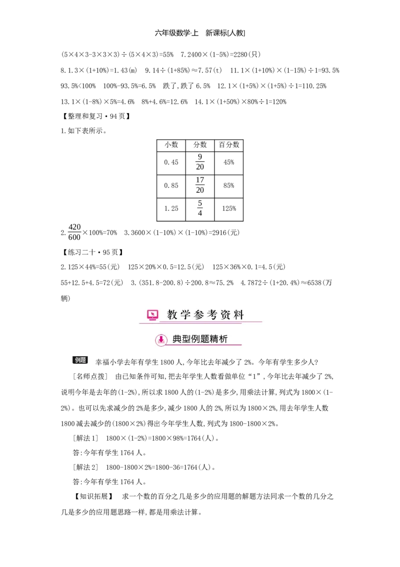 第6单元百分数（一）_小学数学人教版6年级上册_1课时详案