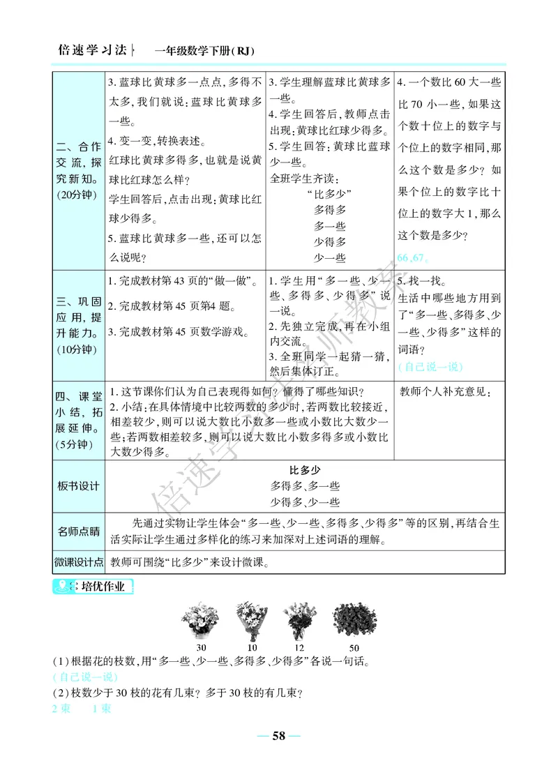 倍速名师教案RJ1数下_小学数学人教版单独教案（1-6上下册）_《名师教案》1-6上下册（24秋）_1-6下册