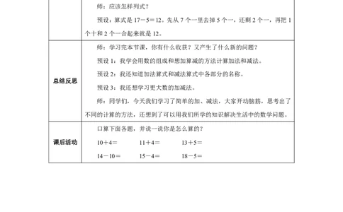简单加、减法_教学设计_小学数学人教版单独教案（1-6上下册）_《智慧教育教案》1-6上下册（25秋）_1-6上册_1年级上册（教案）2024秋新教材_第4单元